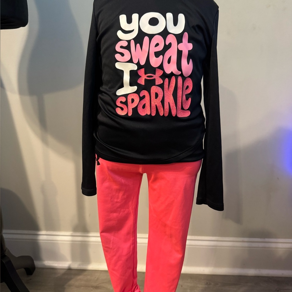 Under Armour Kids Black and Pink Pand and Shirt Set